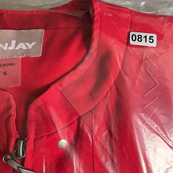 Vintage Tanjay Red‎ faux suede/knit zip up studded womens jacket sz M - Picture 8 of 8